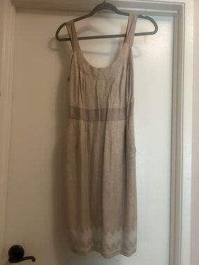 Banana Republic Petite Soft Beige Dress with Scoop Neck